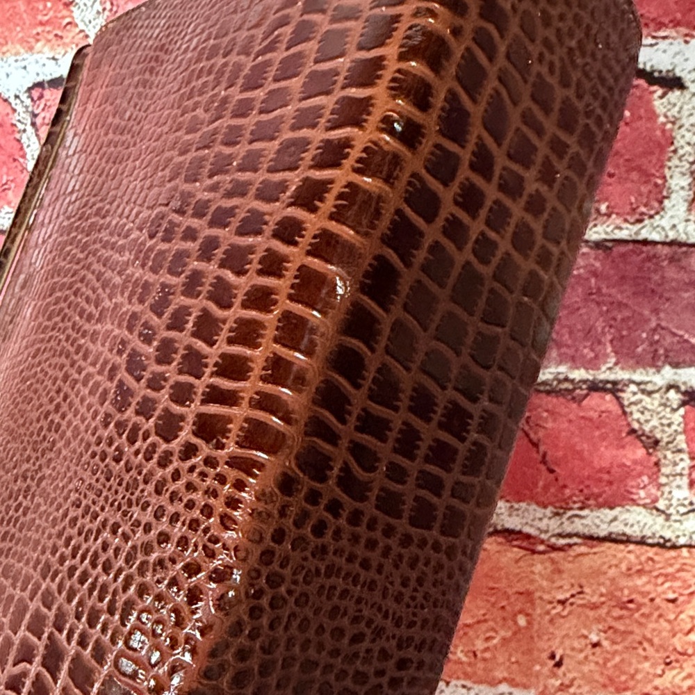 Vintage 1950s–1960s Brown Croc-Embossed Top Handle Frame Handbag - Picture 13 of 13